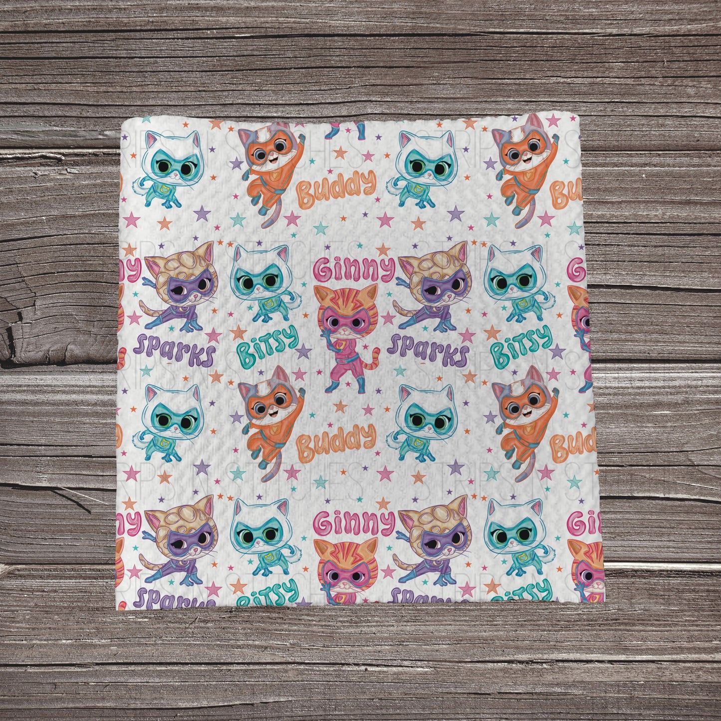 Super Cats- White | Fabric Strip | Bow Making | Headwrap | Scrunchies