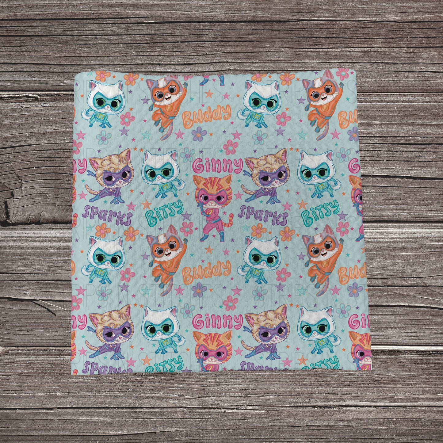 Super Cats- Blue | Fabric Strip | Bow Making | Headwrap | Scrunchies