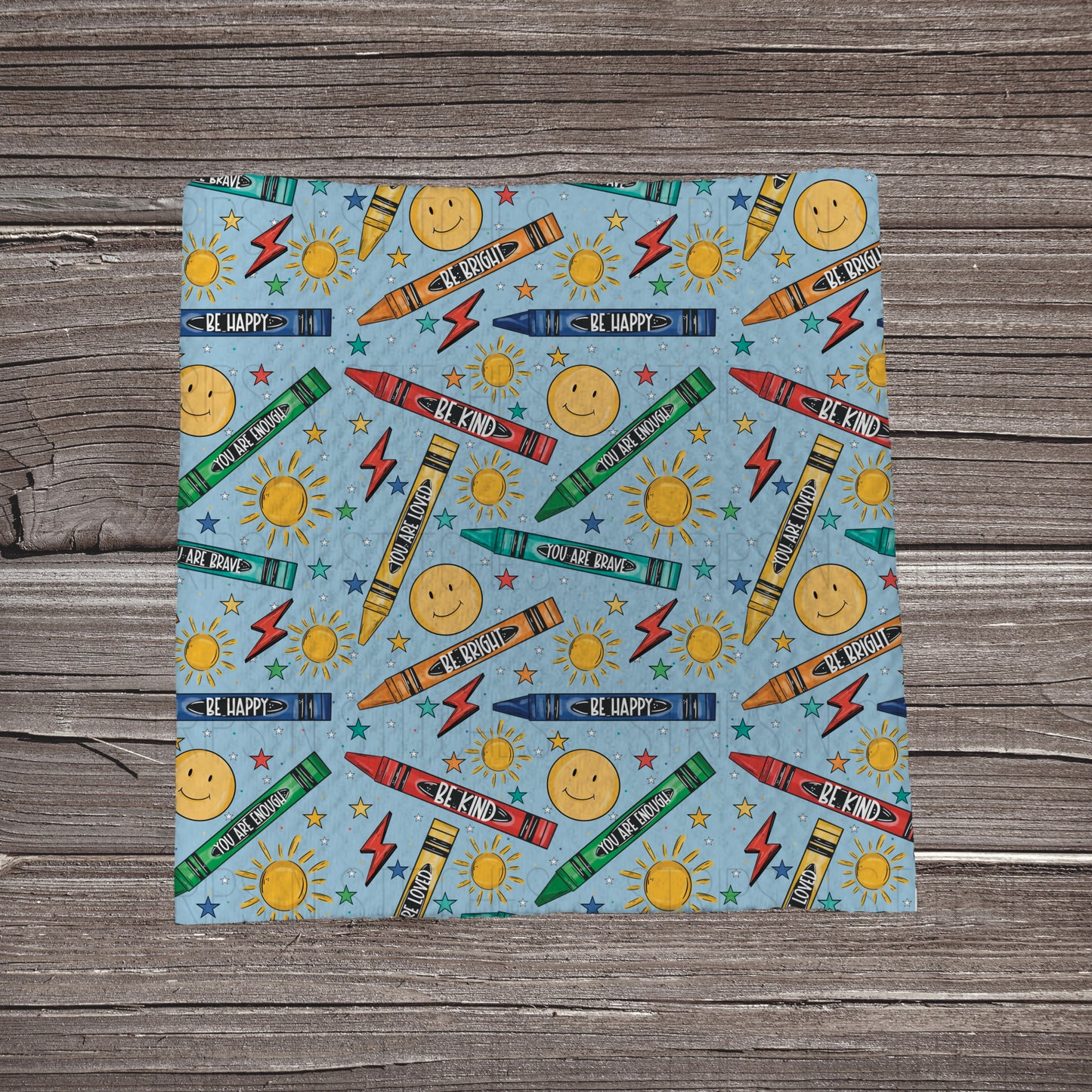 Crayons & Smiles Affirmations- Blue | Fabric Strip | Bow Making | Headwrap | Scrunchies