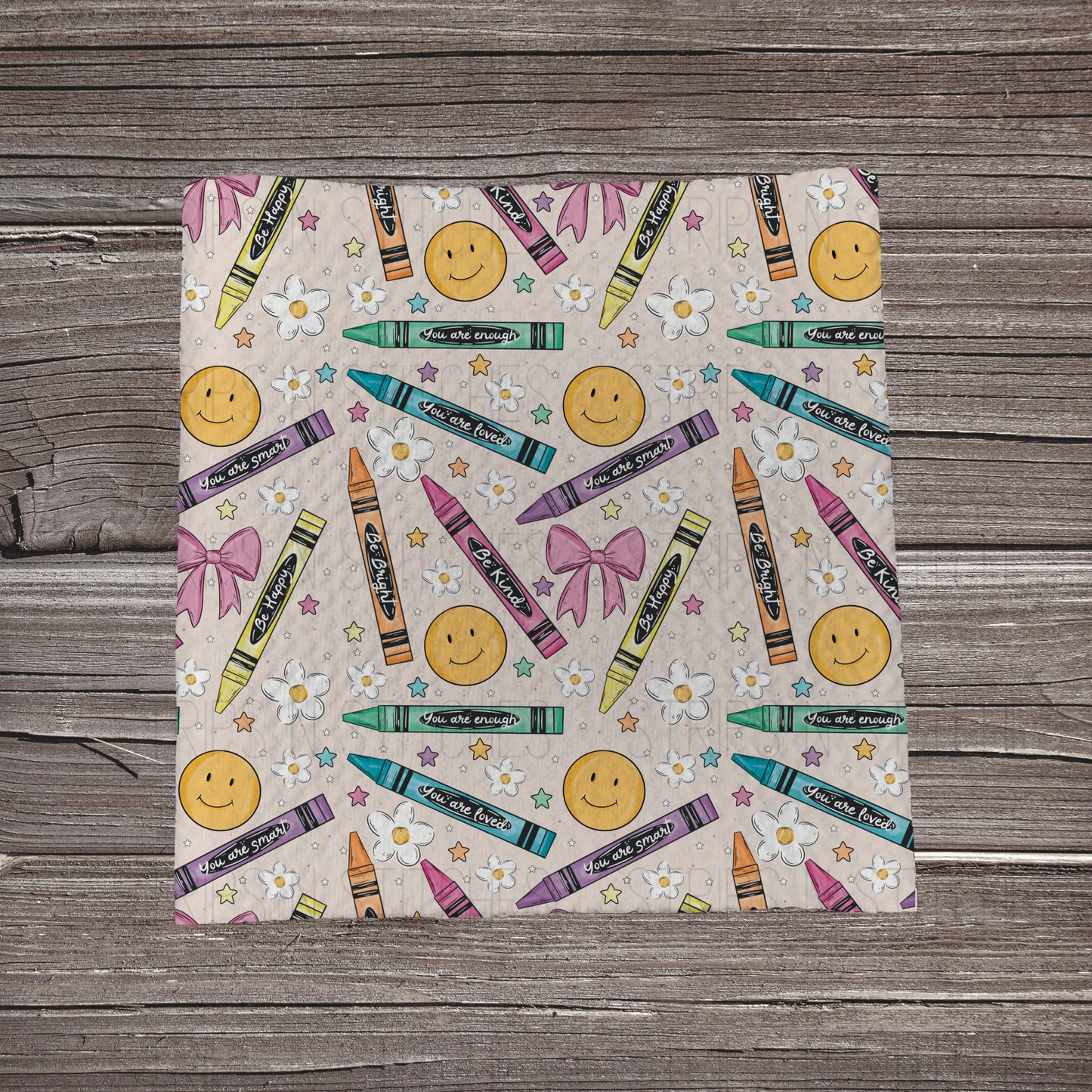 Crayons & Bows Affirmations- Beige | Fabric Strip | Bow Making | Headwrap | Scrunchies