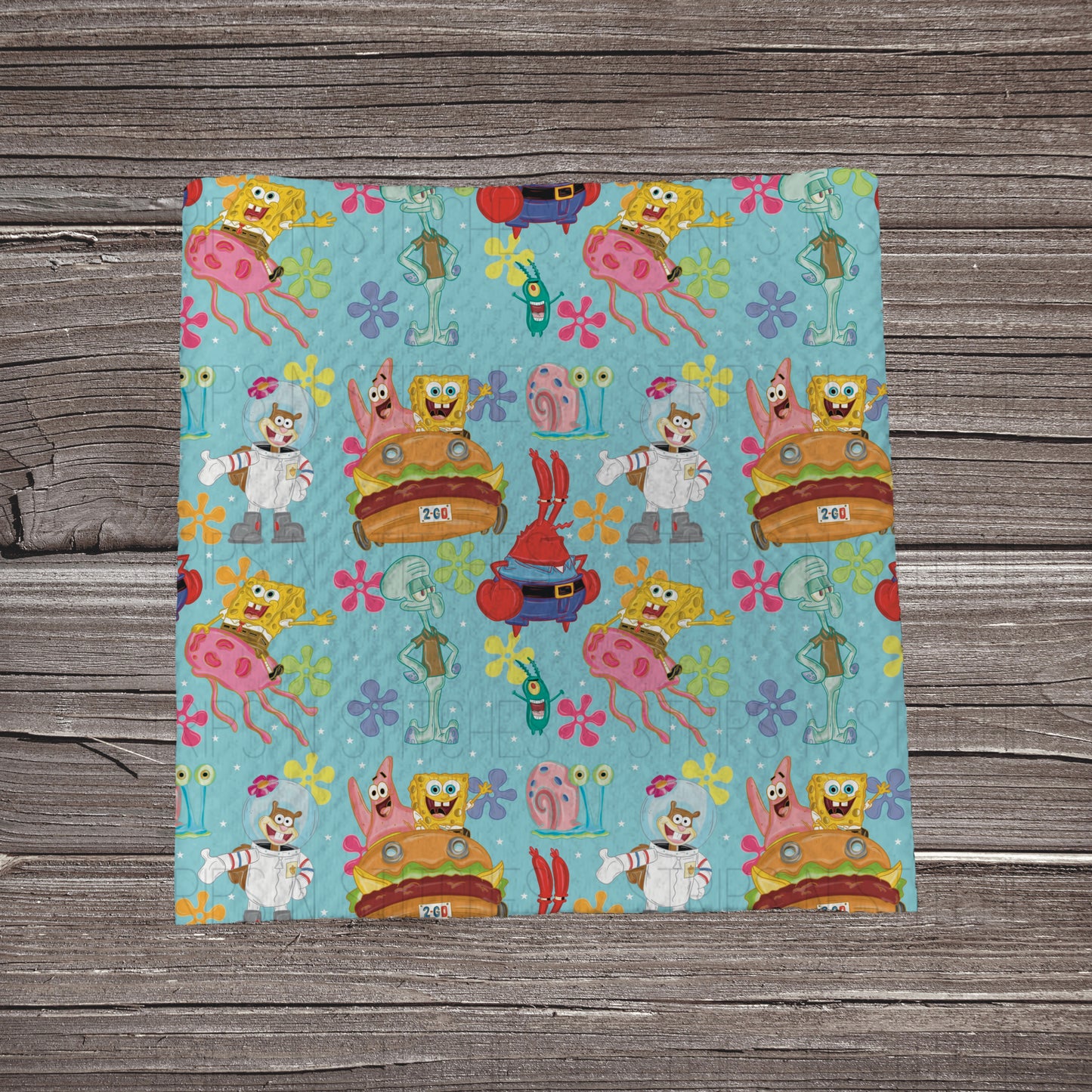 Sponge Bob & Company- Blue | Fabric Strip | Bow Making | Headwrap | Scrunchies