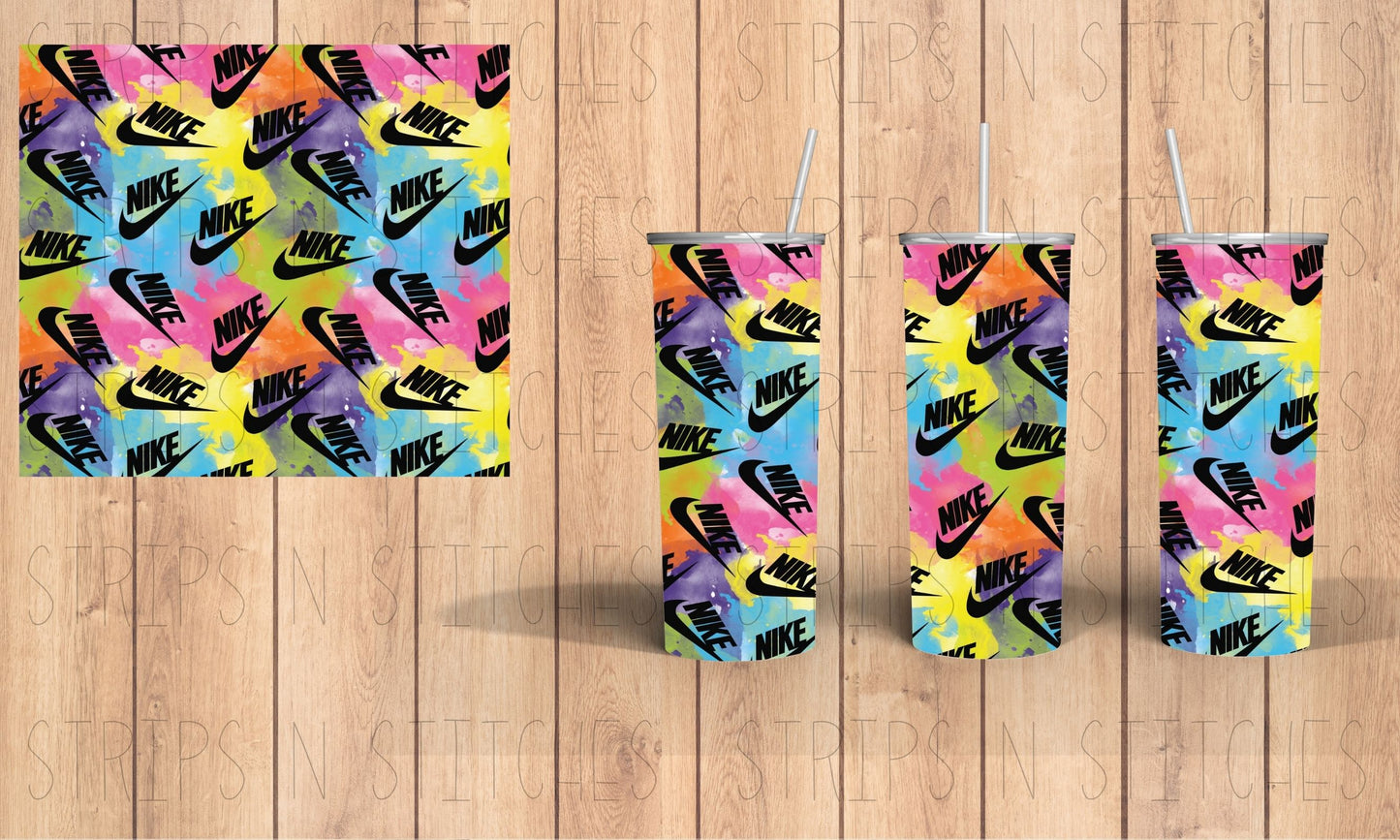 Rainbow Watercolor Nike | 20 Oz Tumbler Sublimation Transfer | Ready to Press