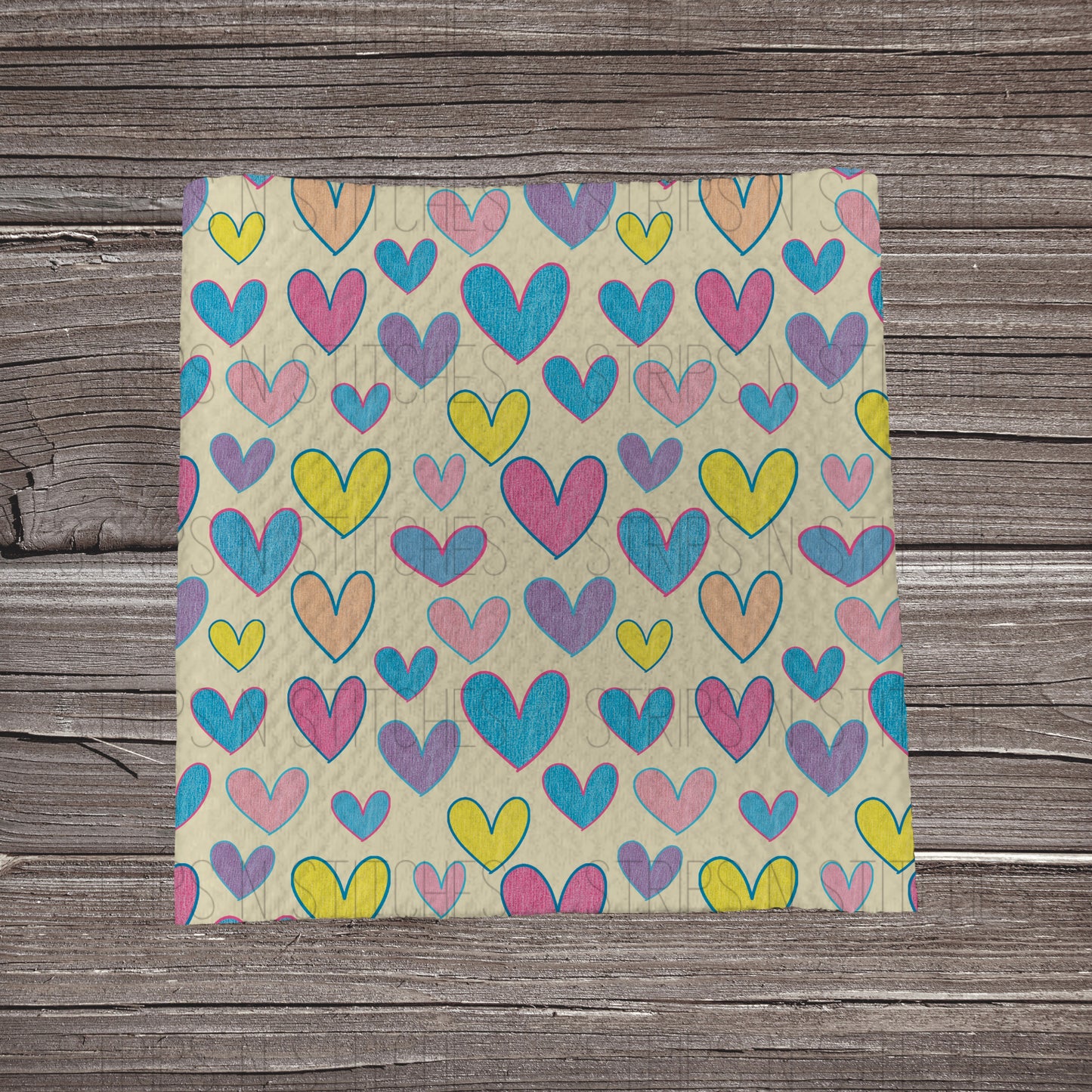 Bright Hearts | Fabric Strip- Bow Making- Headwrap- Scrunchies