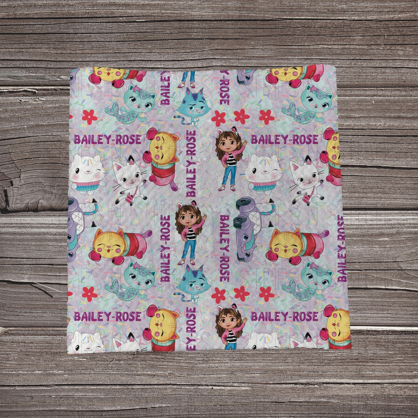 Gabby's Dollhouse - CUSTOM NAME | Fabric Strip | Bow Making | Scrunchie | Headwraps