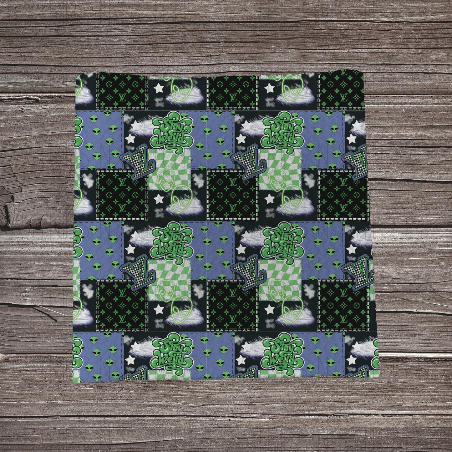 LV Patchwork- Purple & Green | Bullet Fabric Strip | Bow Making | Scrunchie | Headwraps
