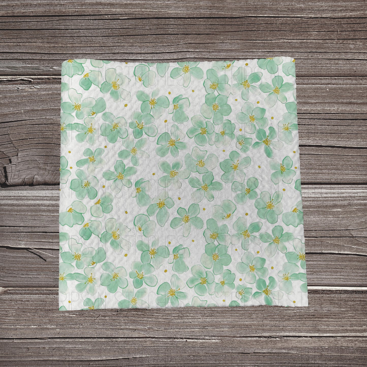Light Green Simple Watercolor Flowers | Bullet Fabric Strip | Bow Making | Scrunchie | Headwrap