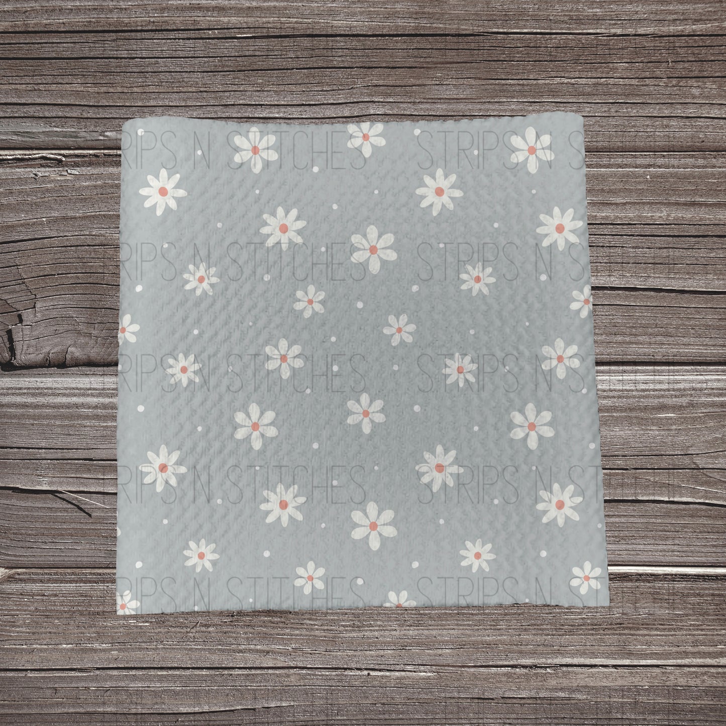 Light Grey Daisy Flower Scatter | Bullet Fabric Strip | Bow Making | Scrunchie | Headwrap