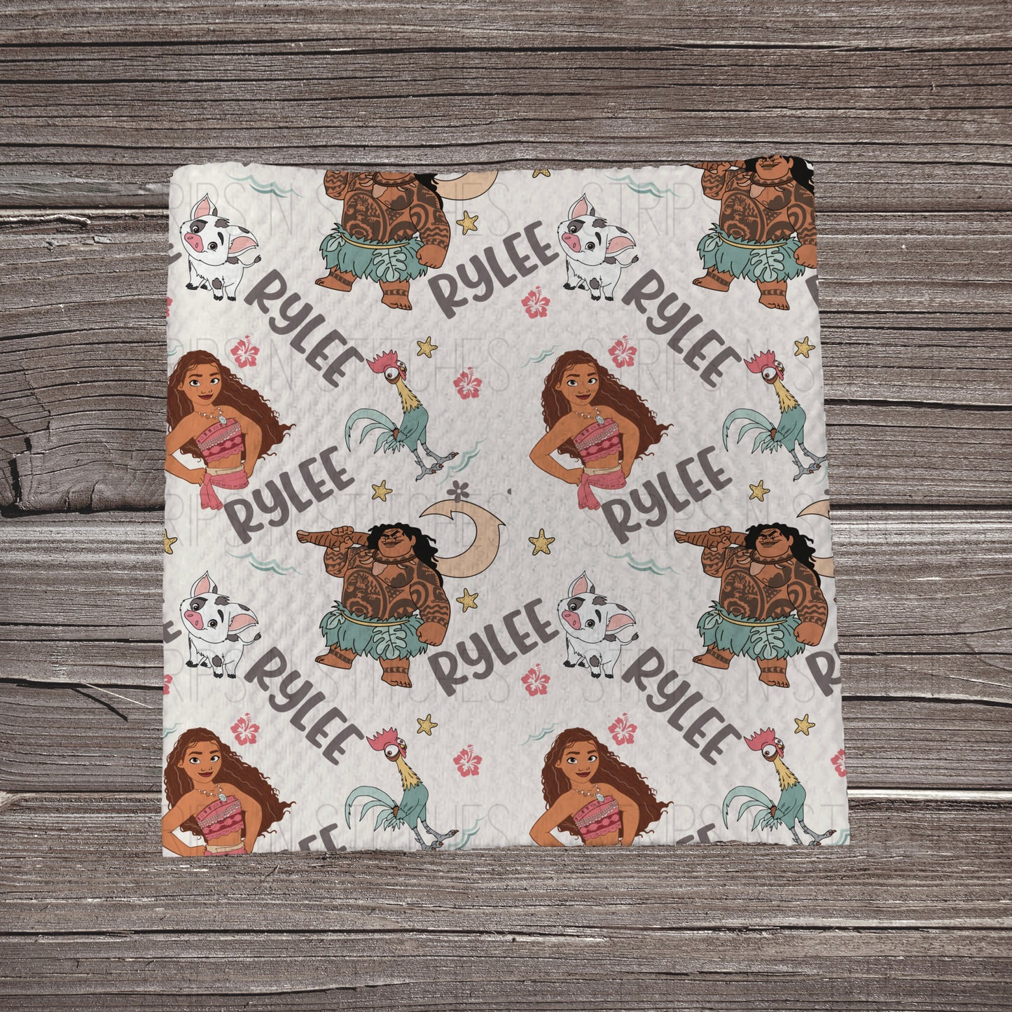 Moana Scatter - CUSTOM NAME | Fabric Strip | Bow Making | Scrunchie | Headwraps