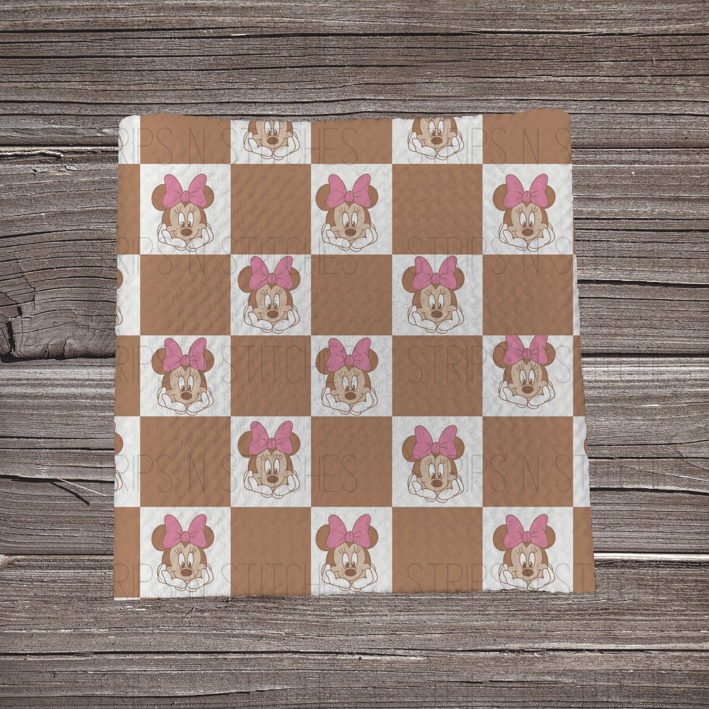 Muted Brown Checkered Girl Mouse | Fabric Strip- Bow Making- Headwrap- Scrunchies