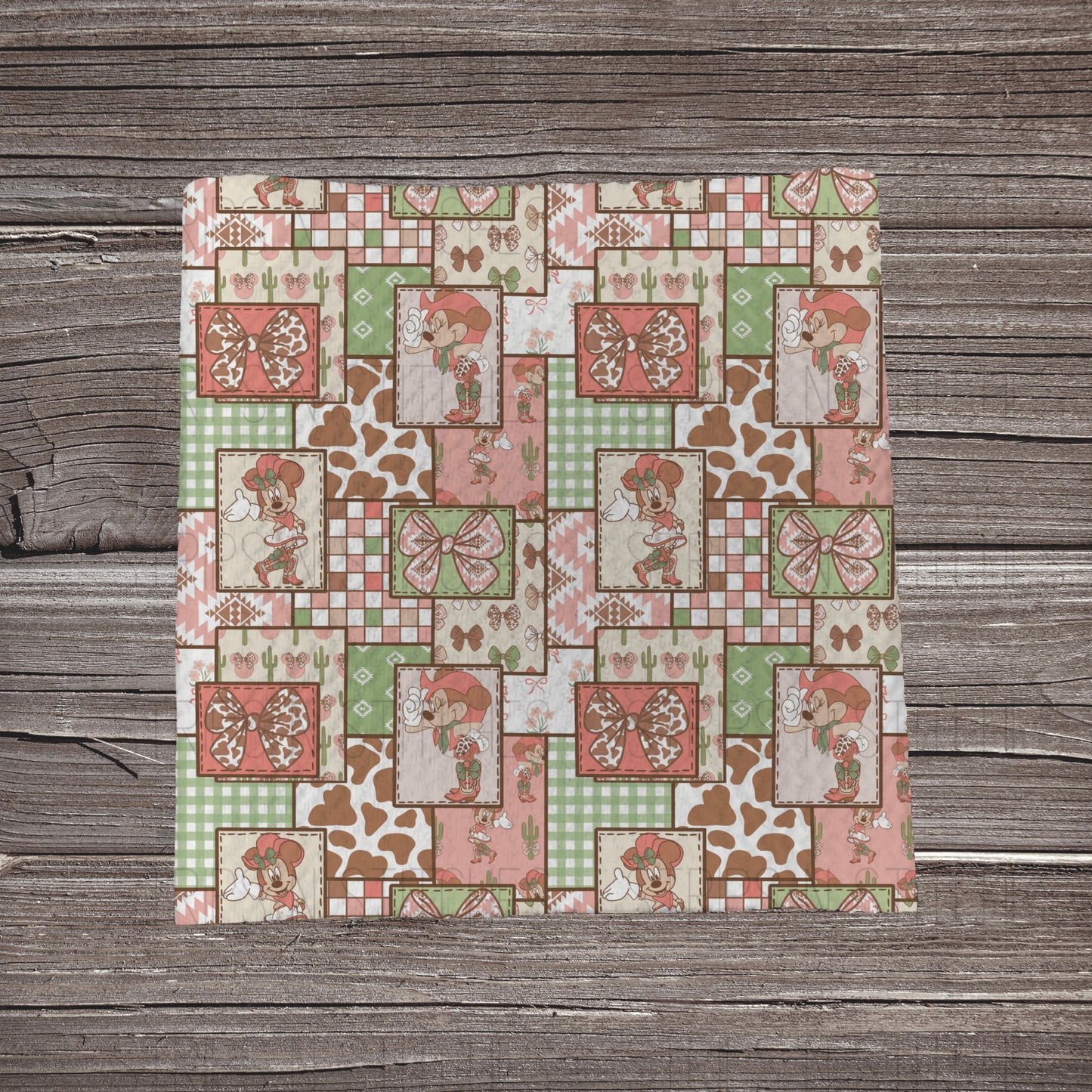 Muted Cowgirl Mouse Patchwork | Fabric Strip- Bow Making- Headwrap- Scrunchies