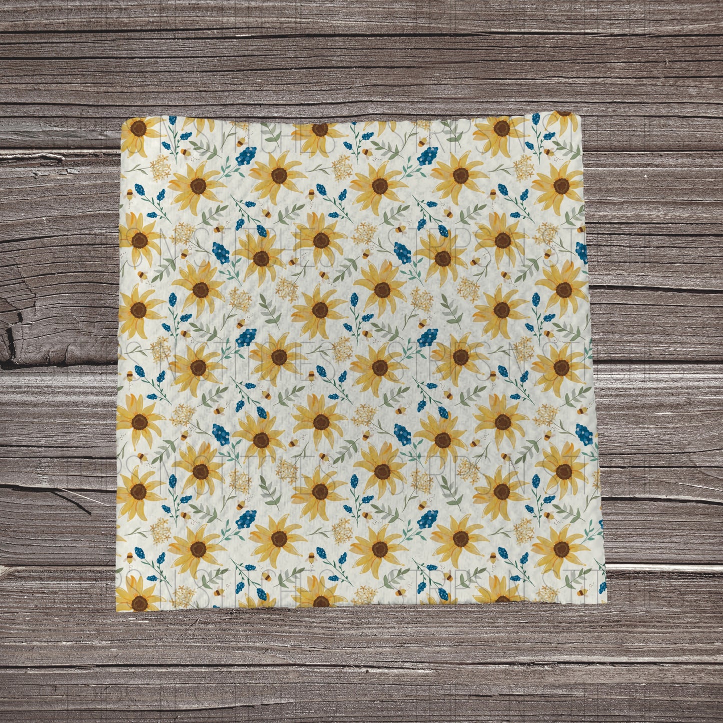 Muted Sunflowers and Bees | Fabric Strip- Bow Making- Headwrap- Scrunchies