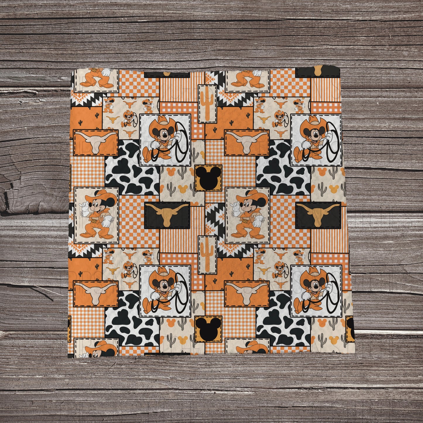 Orange & Black Western Boy Mouse Patchwork | Fabric Strip | Bow Making | Headwrap | Scrunchies
