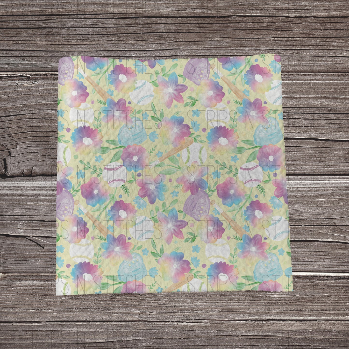 Pastel Floral Baseball | Fabric Strip- Bow Making- Headwrap- Scrunchies