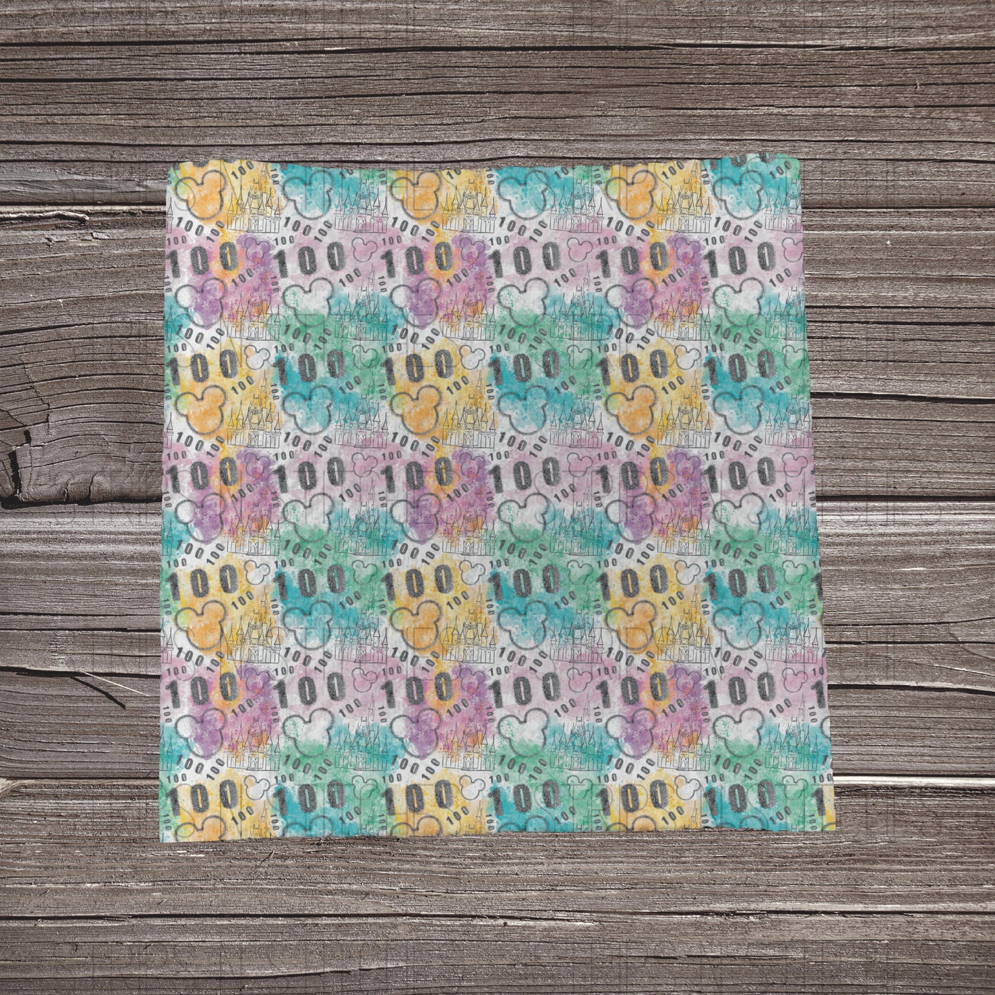 Pastel Watercolor Scatter 100 Years | Fabric Strip- Bow Making- Headwrap- Scrunchies