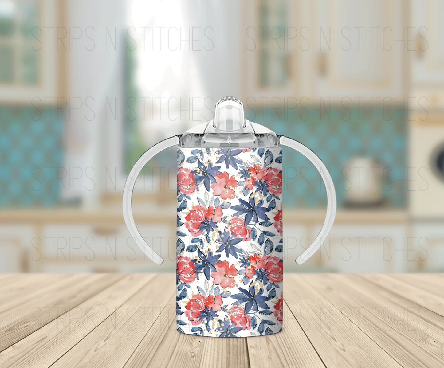 Patriotic Floral - Grow with Me Tumbler- 12oz- Two Lids