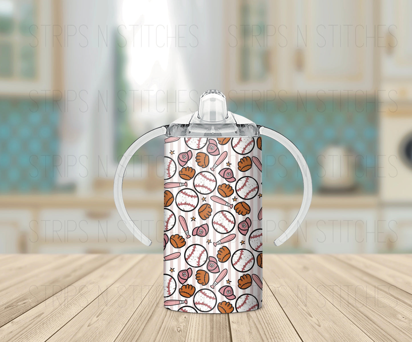 Pink Baseball - Grow with Me Tumbler- 12oz- Two Lids