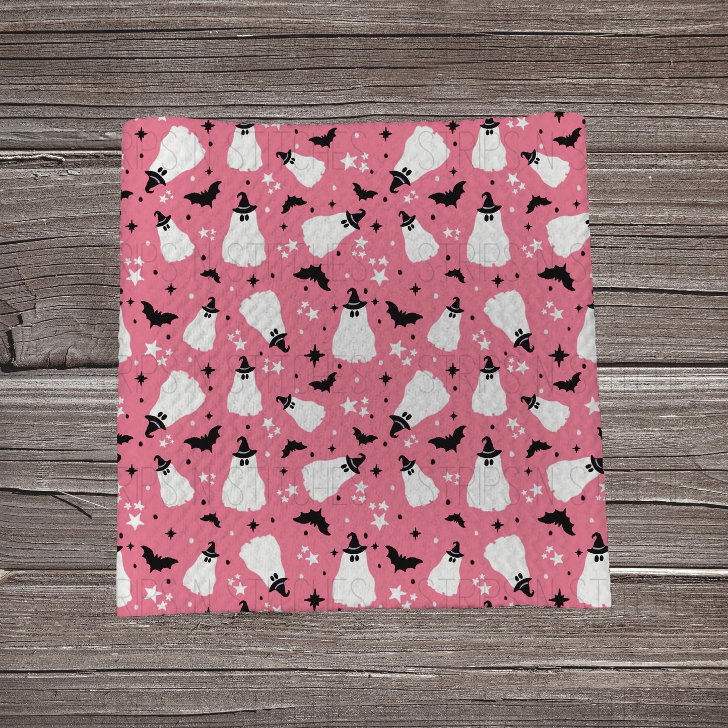 Pink Scattered Ghosts | Fabric Strip- Bow Making- Headwrap- Scrunchies