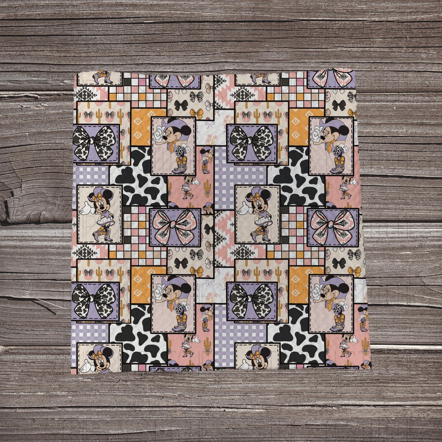 Pink, Purple & Orange Western Girl Mouse Patchwork | Fabric Strip | Bow Making | Headwrap | Scrunchies