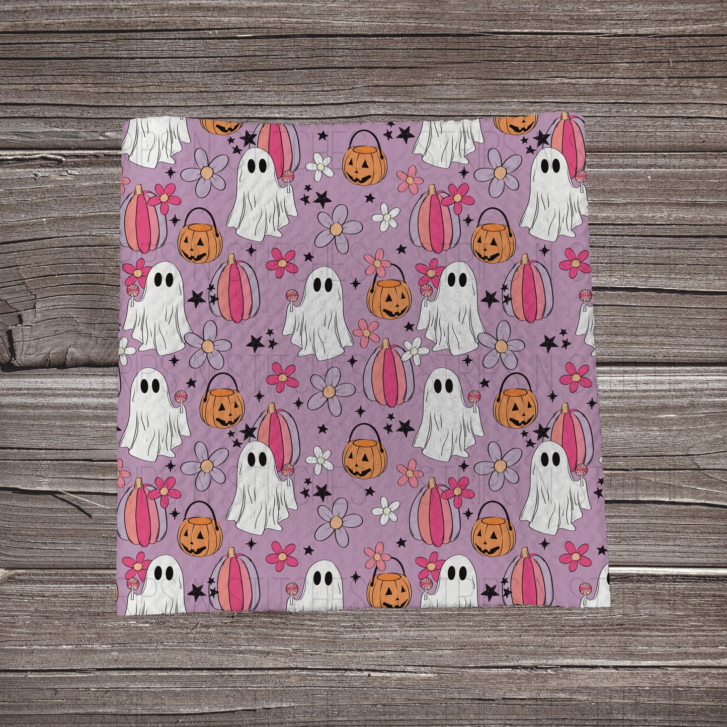 Purple Scattered Ghosts & Pumpkins | Fabric Strip- Bow Making- Headwrap- Scrunchies