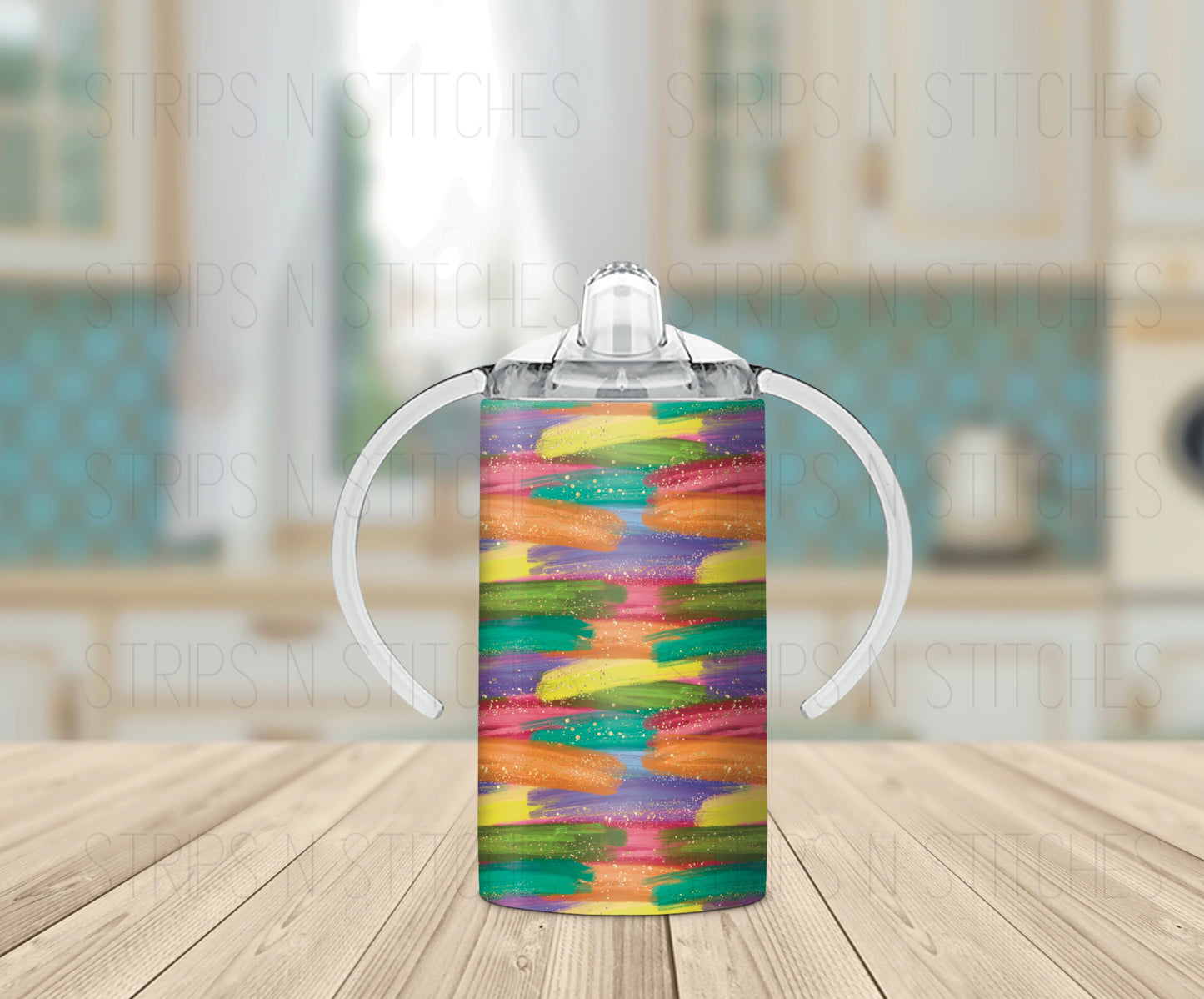 Rainbow Brushstrokes - Grow with Me Tumbler- 12oz- Two Lids