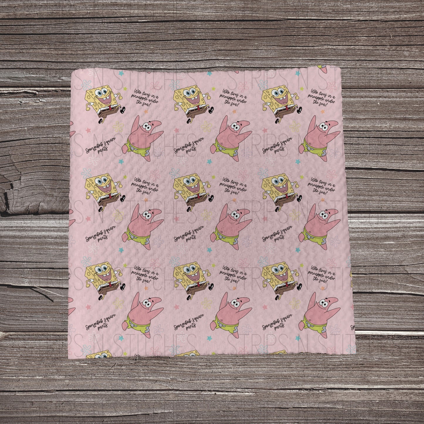 Sponge Bob Scatter- Pink | Fabric Strip- Bow Making- Headwraps- Scrunchies