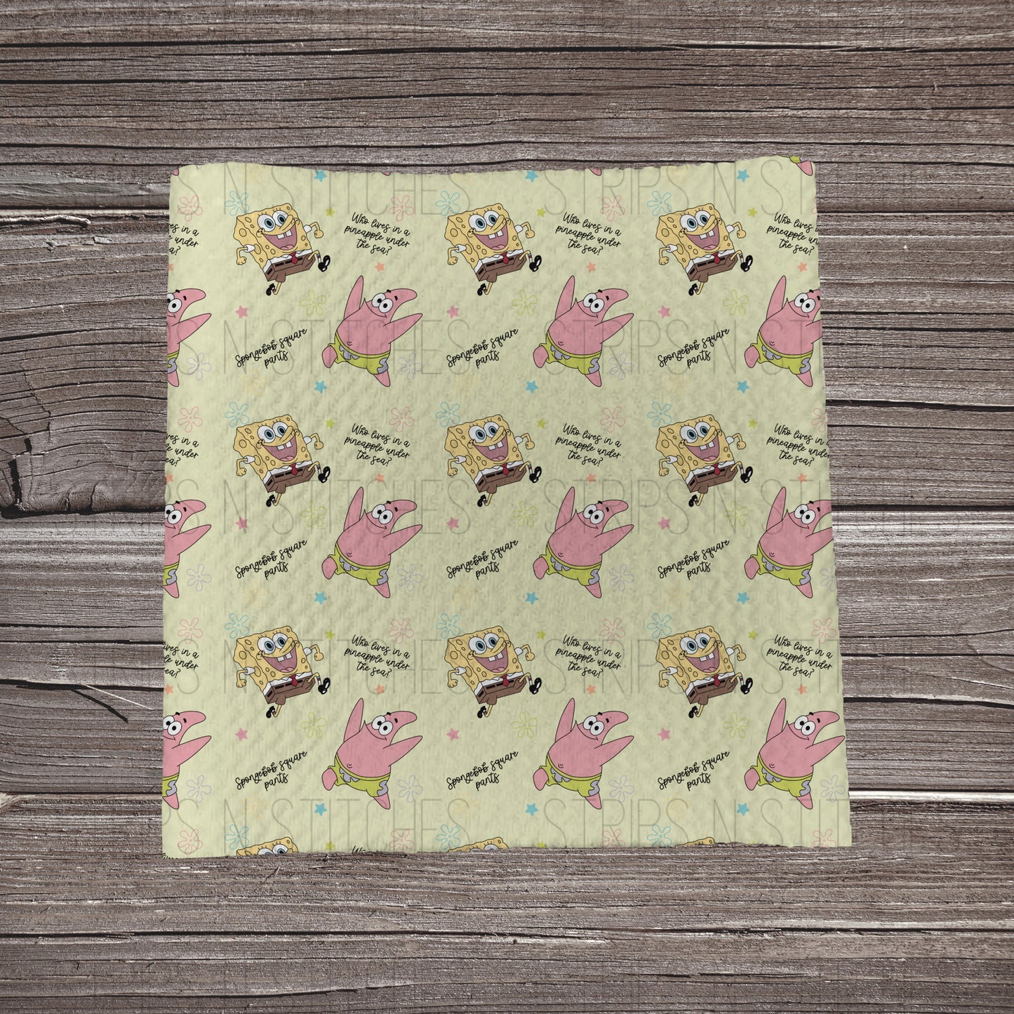 Sponge Bob Scatter- Yellow | Fabric Strip- Bow Making- Headwraps- Scrunchies