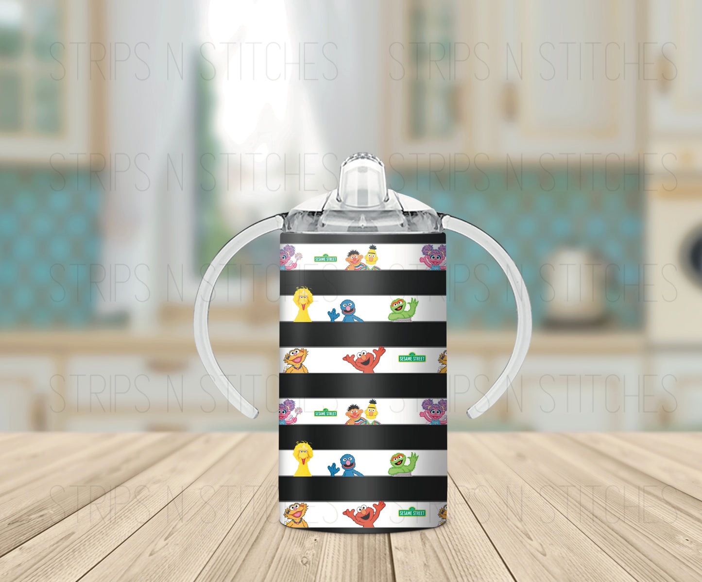 Striped Sesame Street- Grow with Me Tumbler- 12oz- Two Lids