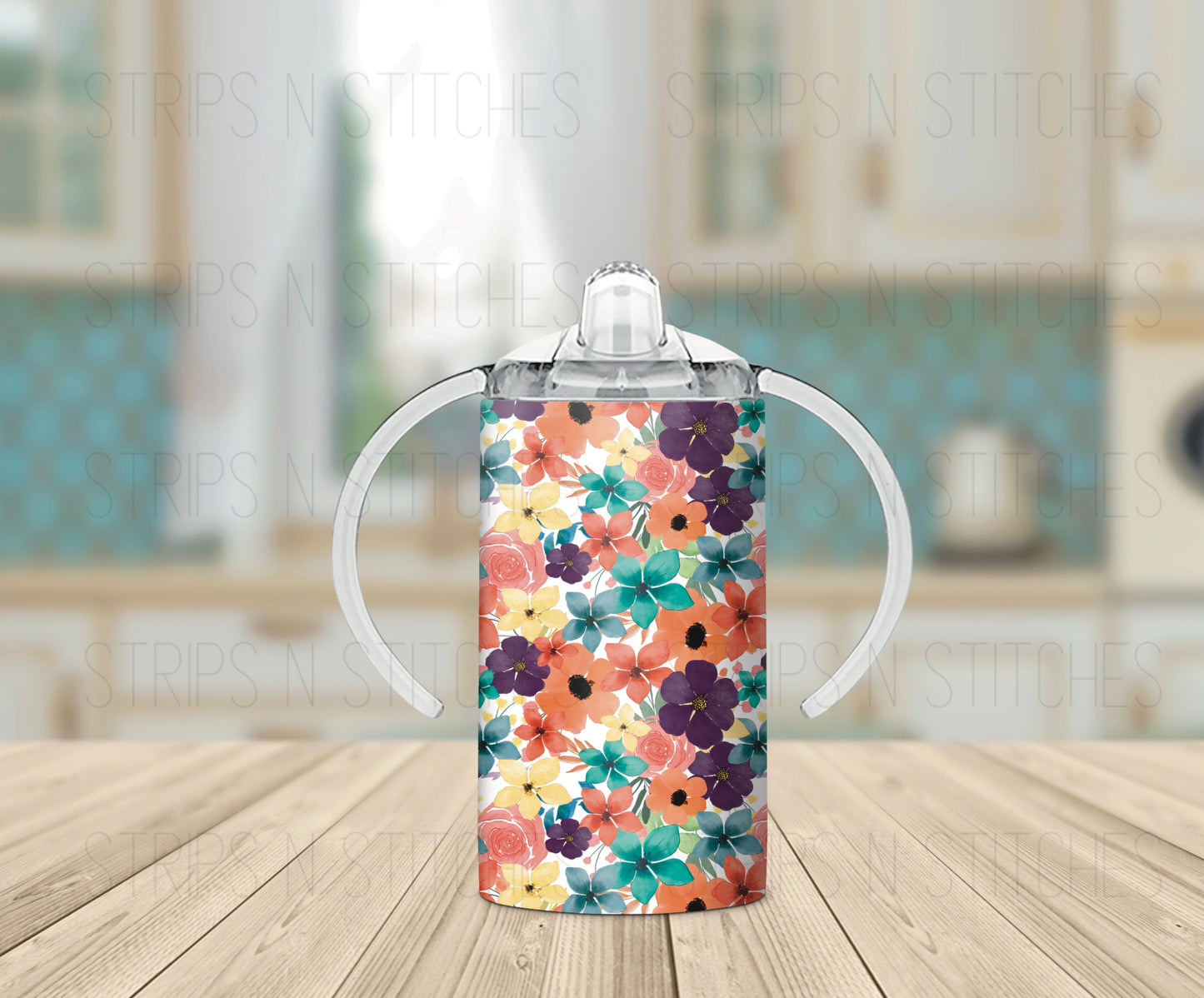 Summer Floral - Grow with Me Tumbler- 12oz- Two Lids