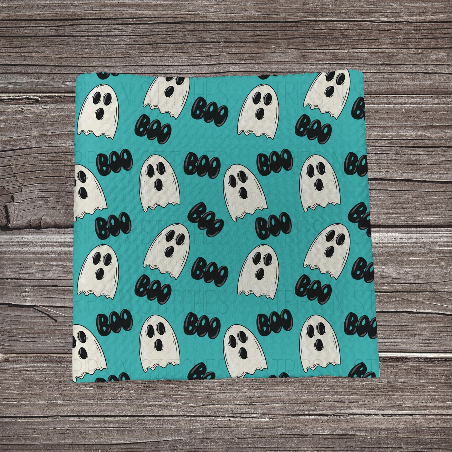 Teal Boo Ghosts Scattered | Fabric Strip | Bow Making | Headwrap | Scrunchies