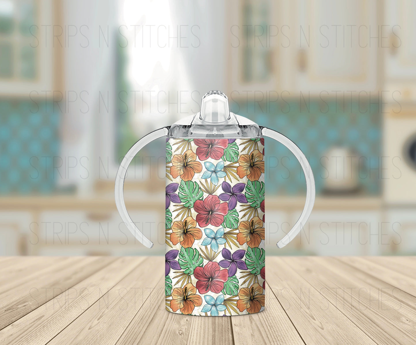 Tropical Flowers - Grow with Me Tumbler- 12oz- Two Lids