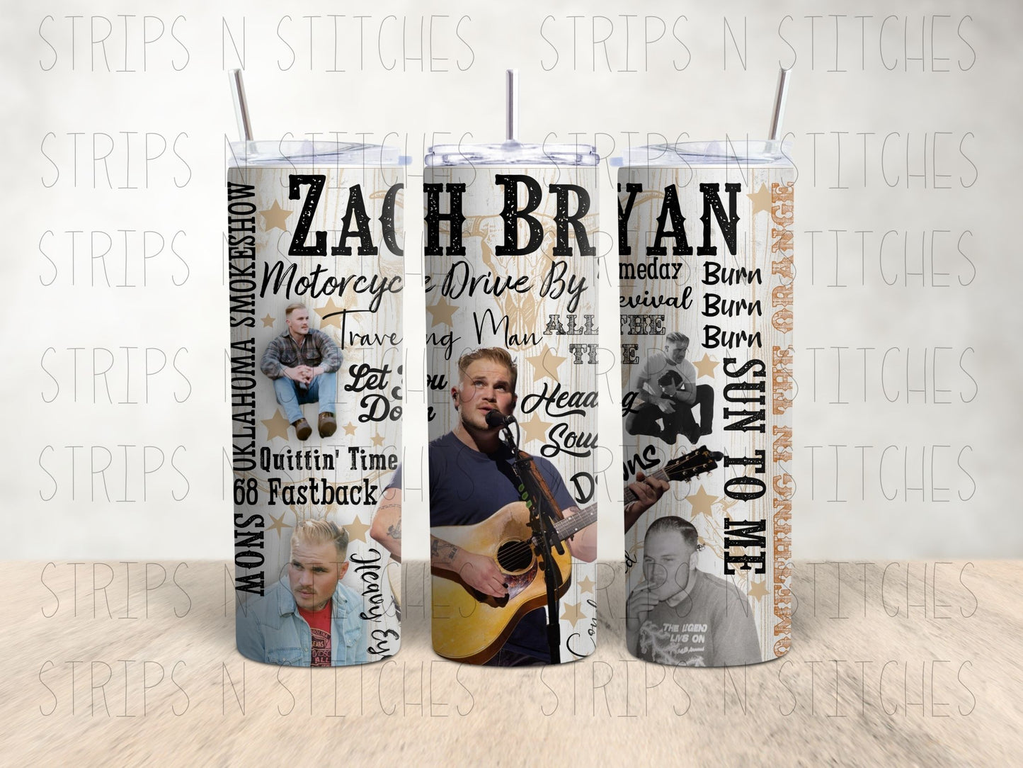 Zach Bryan Lyrics - 20 Oz Stainless Steel Tumbler with Lid & Straw