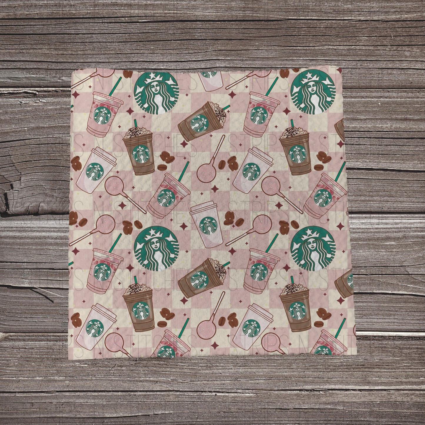 Pale Pink Checkered Morning Brew | Bullet Fabric Strip | Bow Making | Scrunchie | Headwraps