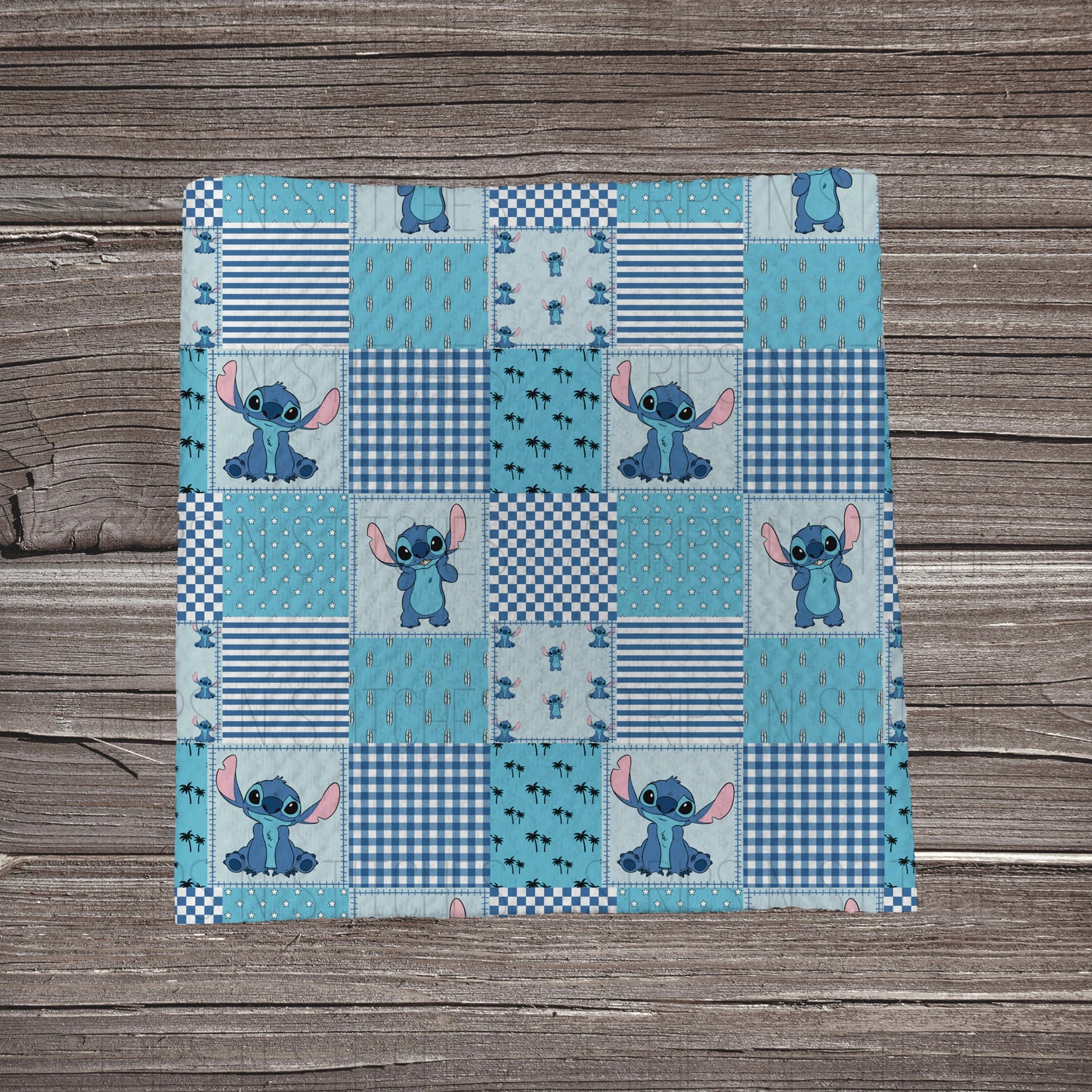 Blue Alien Patchwork | Fabric Strip- Bow Making- Headwraps- Scrunchies