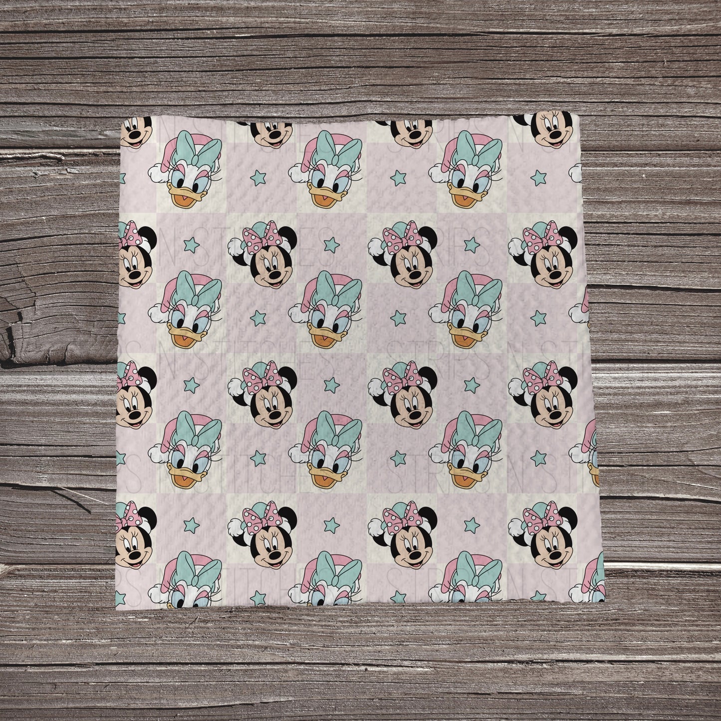 Pink Checkered Christmas Girl MM & Duck | Bullet Fabric Strip | Bow Making | Scrunchie |