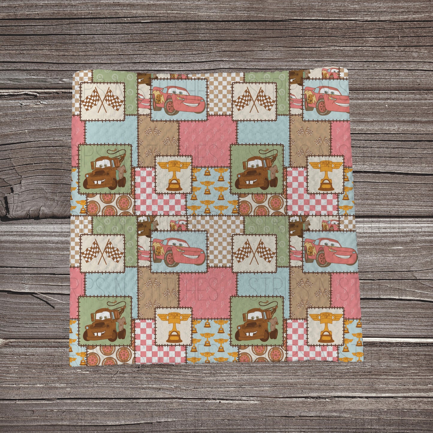 Pink Car Springs Patchwork | Fabric Strip- Bow Making- Headwrap