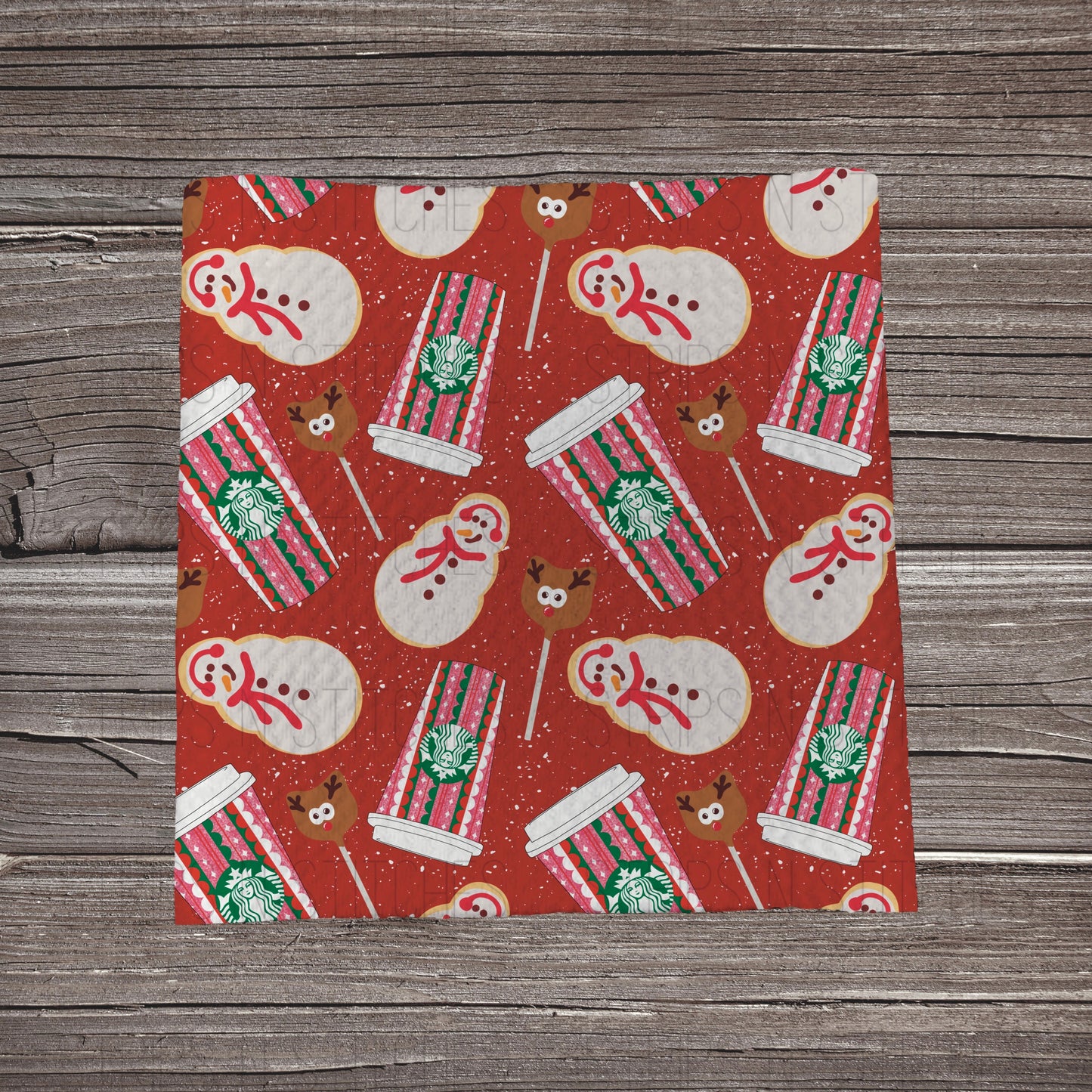 Snowman Hot Chocolate - Red | Bullet Fabric Strip | Bow Making | Scrunchie | Headwraps