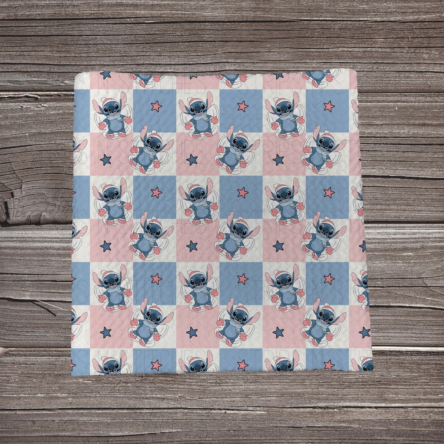 Pink & Blue Checkered Alien Snow Angel | Fabric Strip- Bow Making- Headwraps- Scrunchies