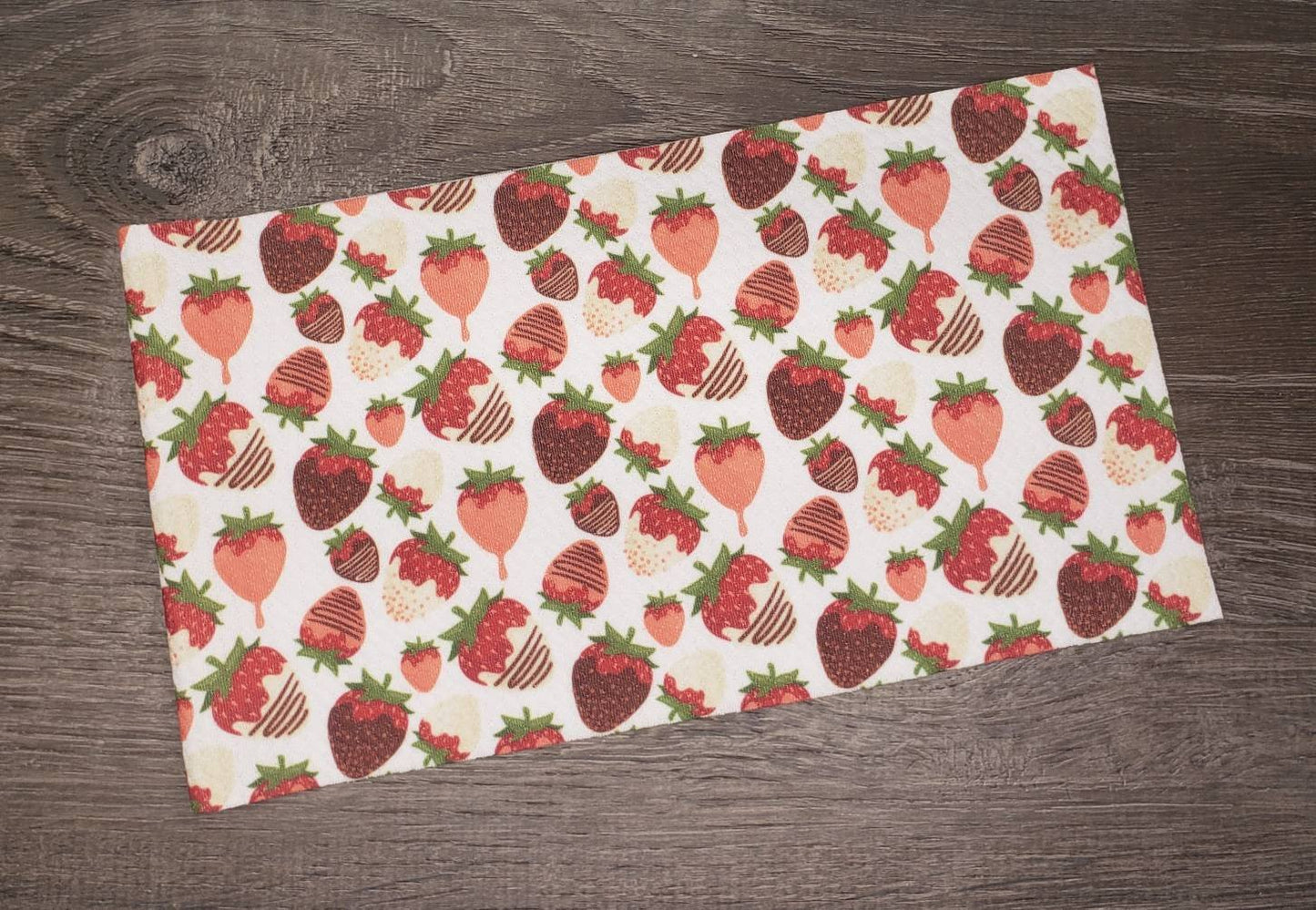 Chocolate Covered Strawberries Fabric Strip- Bow Making- Headwrap- Scrunchies
