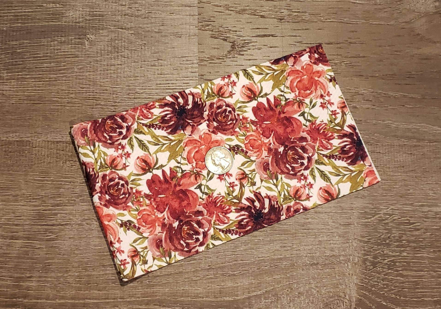 Maroon Floral Fabric Strip- Bow Making- Headwrap- Scrunchies