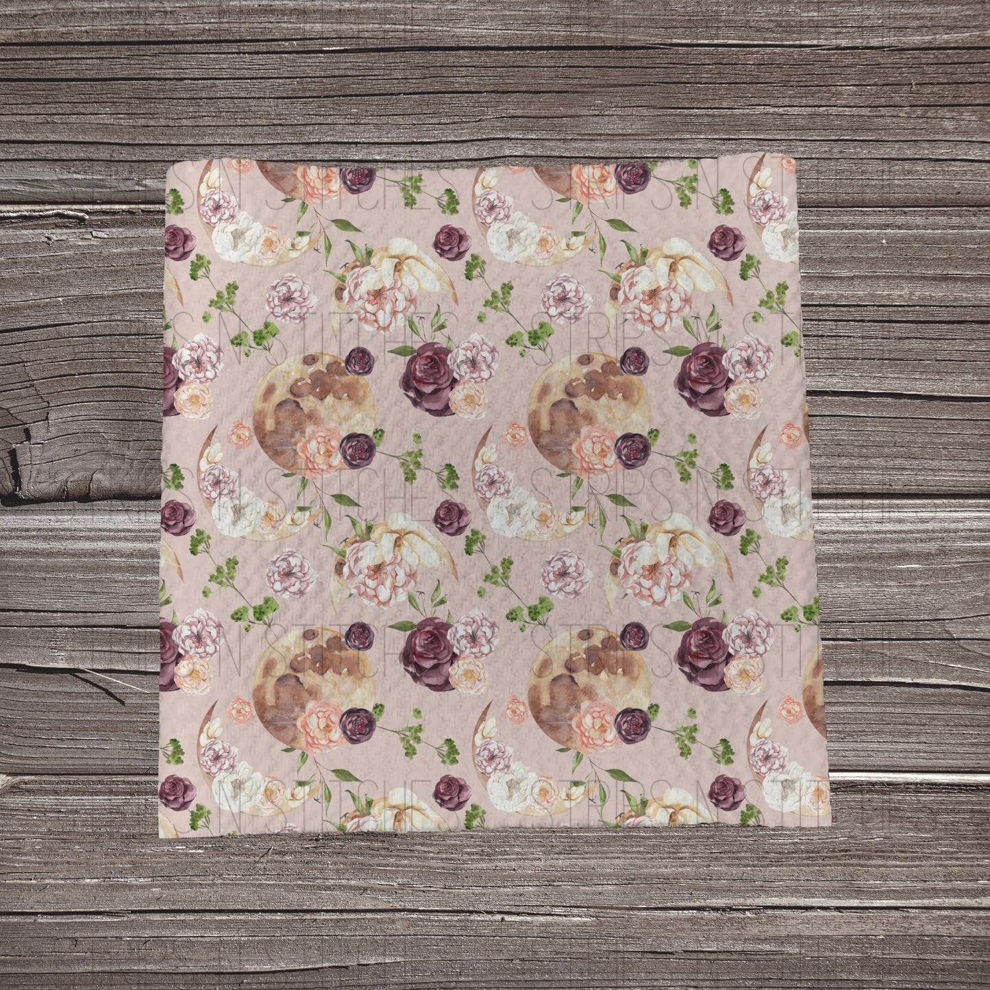 Moon Flowers- Muted Pink | Fabric Strip- Bow Making- Headwrap- Scrunchies