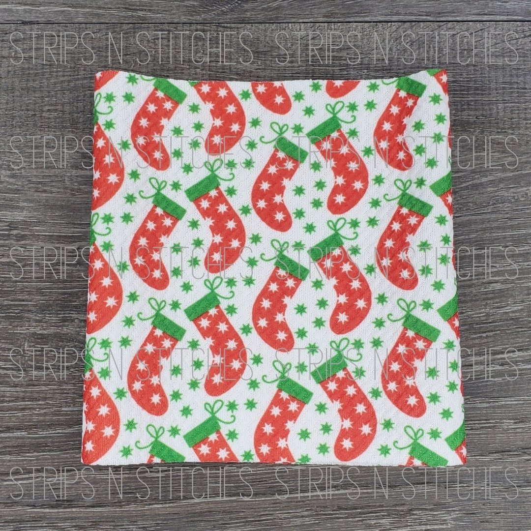 Christmas Stockings Fabric Strip- Bow Making- Headwrap- Scrunchies
