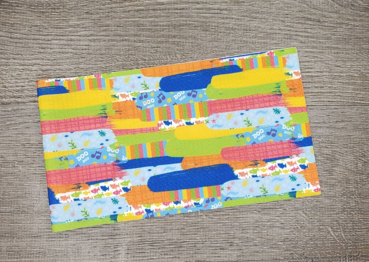 Doo Doo Shark Brushstrokes Fabric Strip- Bow Making- Headwrap- Scrunchies
