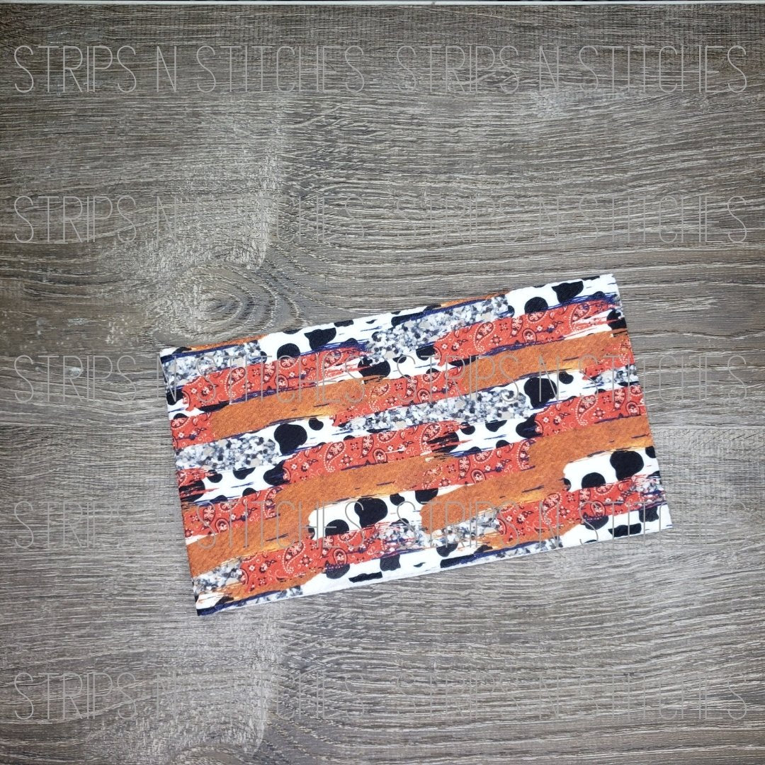 Cow & Bandana Brushstrokes- Fabric Strip- Bow Making- Headwrap- Scrunchies