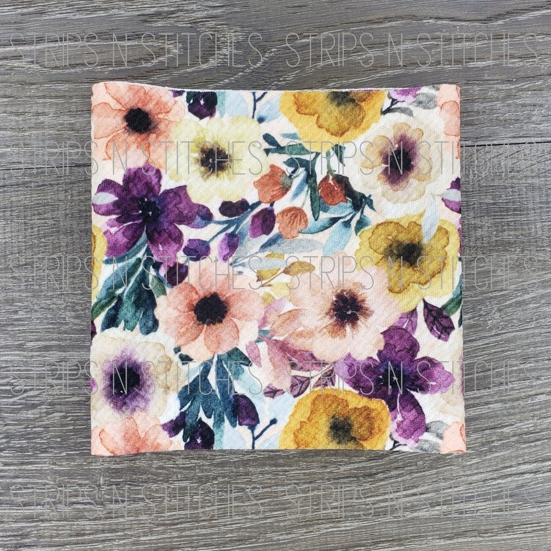 Muted Watercolor Flowers | Bow Making- Headwrap- Scrunchies