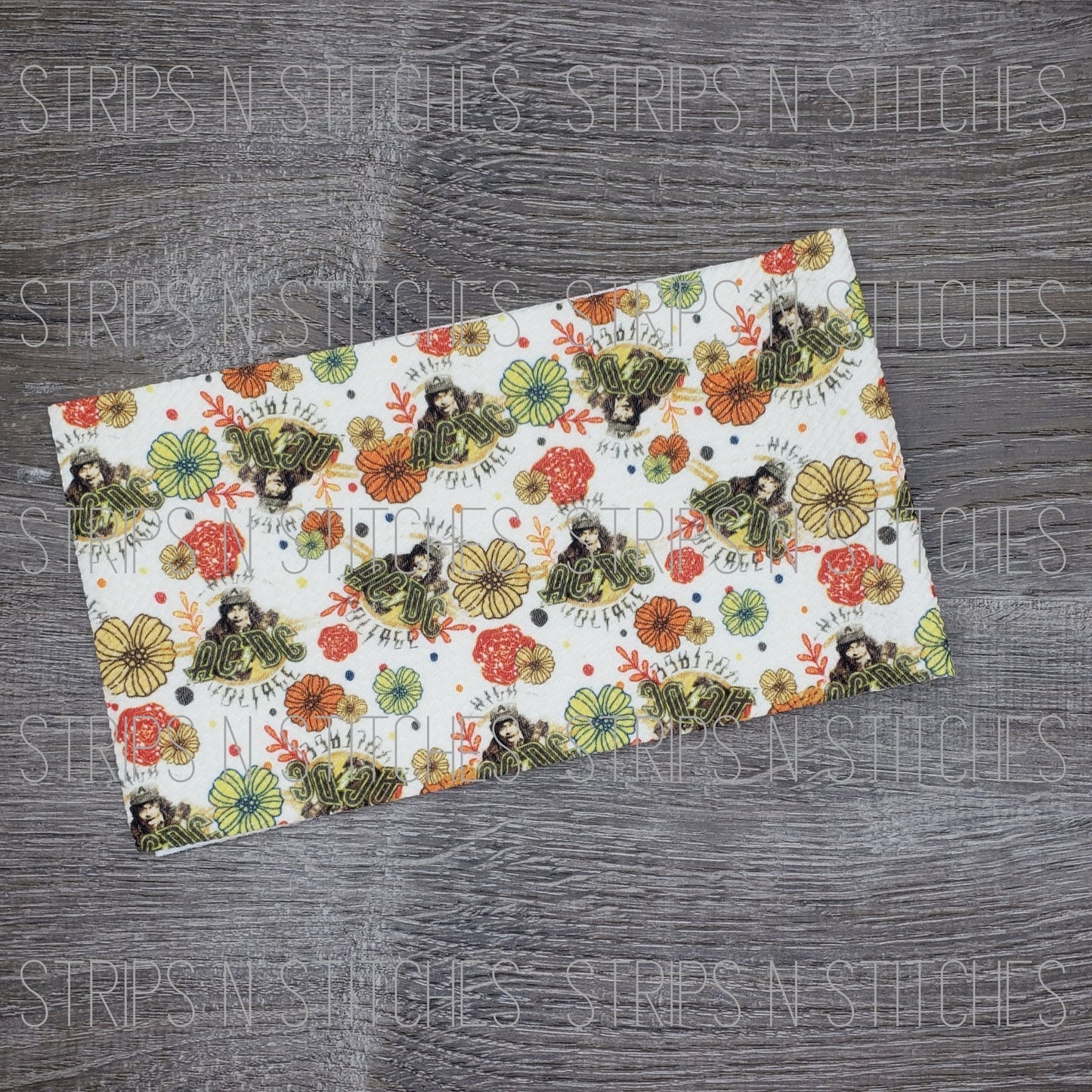 Floral AC/DC - Fabric Strip- Bow Making- Headwrap- Scrunchies