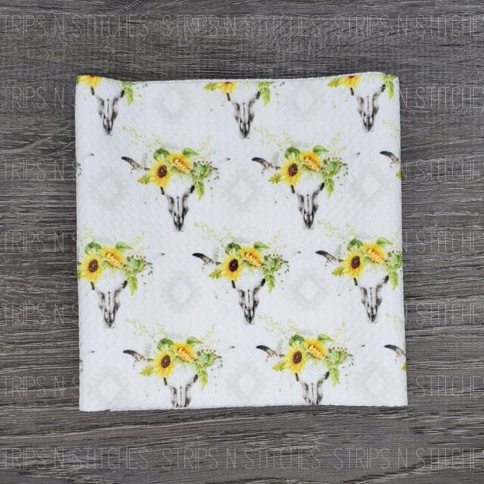 Boho Skulls w/ Sunflowers | Bullet Fabric Strip | Bow Making | Scrunchie |