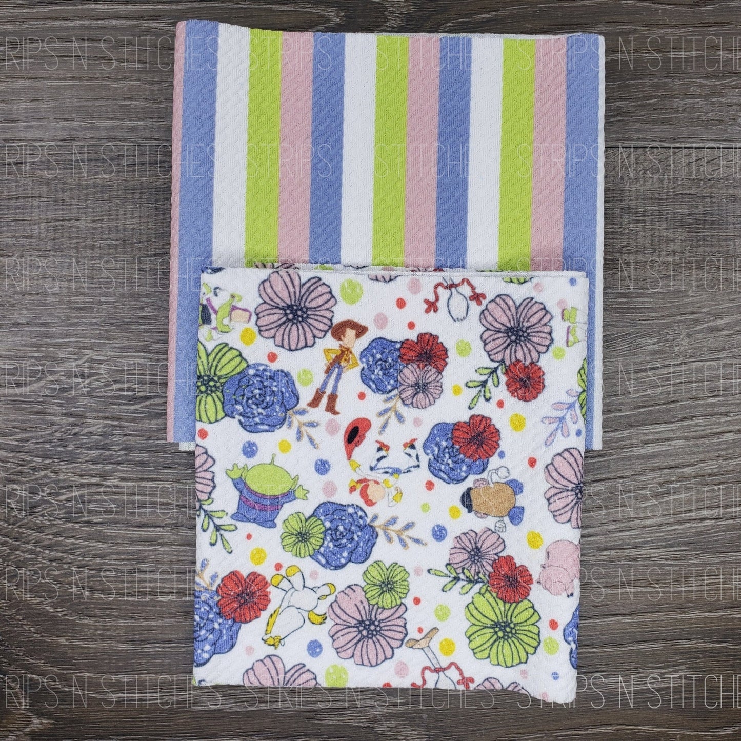 Floral Toy Story - Coordinating Stripes Available | Fabric Strip | Bow Making |