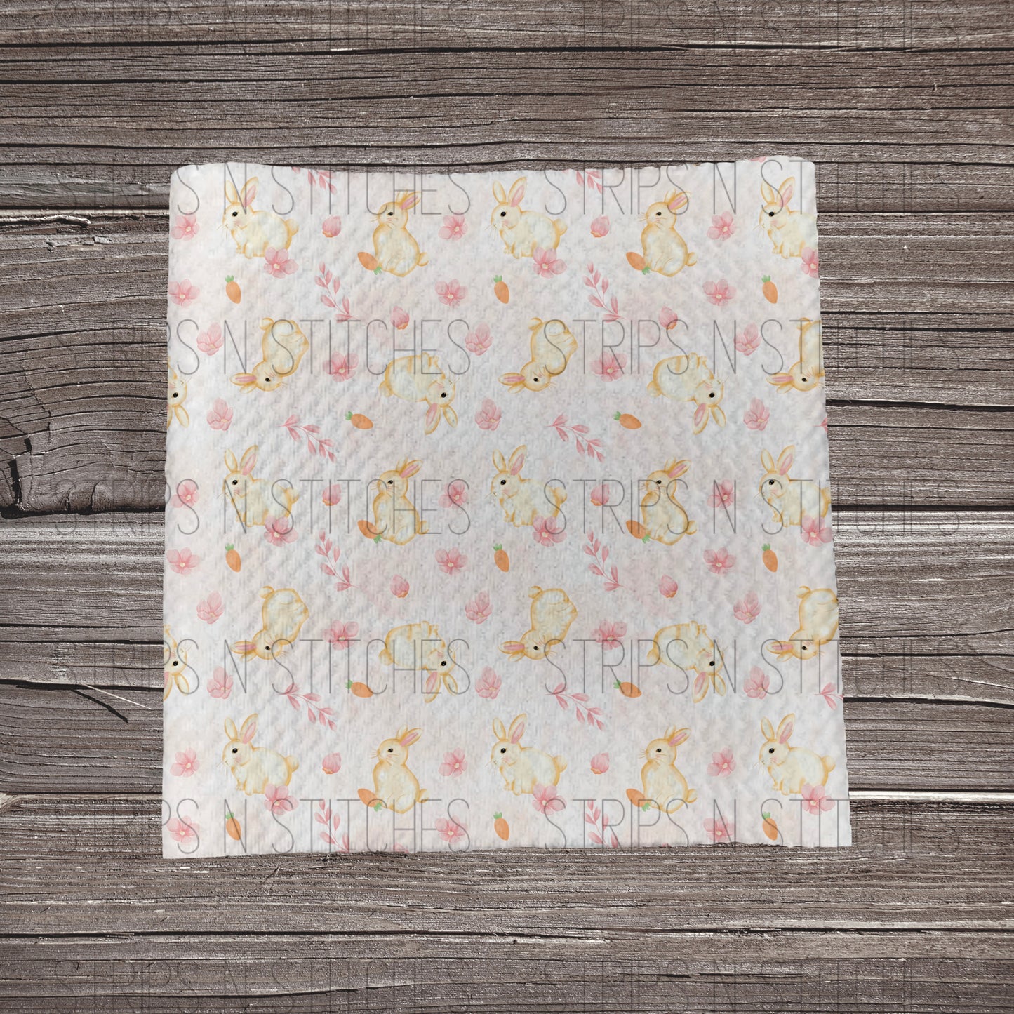 Pink Bunny w/Pink Flowers | Fabric Strip- Bow Making- Headwrap- Scrunchies