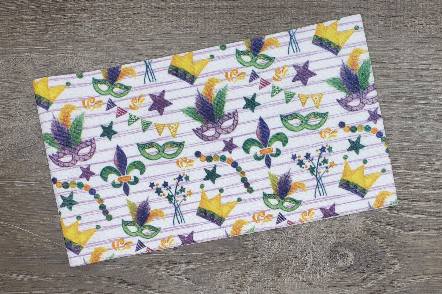 Mardi Gras Stripes Fabric Strip- Bow Making- Headwrap- Scrunchies