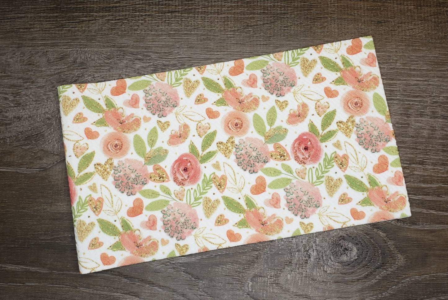 Flowers & Hearts Fabric Strip- Bow Making- Headwrap- Scrunchies